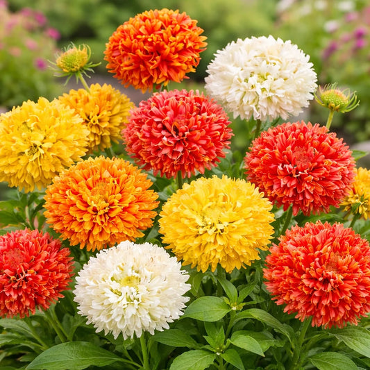 Gaillardia Sundance Double Dwarf Mix Blanket Flower with red yellow orange and creamy double powder-puff blooms – winter and summer flower seeds in Pakistan