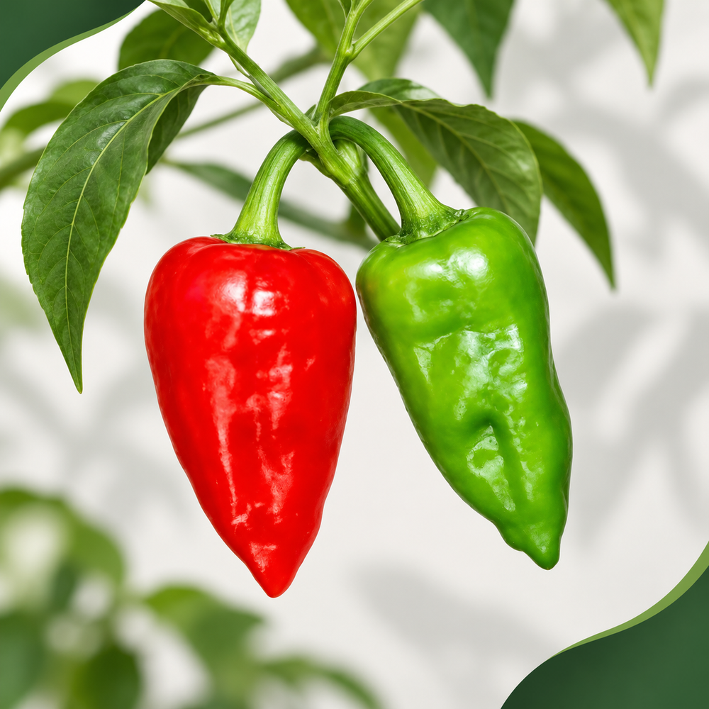 Long slender green Ghotki Chillies growing on healthy plants – premium local Ghotki Chili seeds for kitchen gardening in Pakistan
