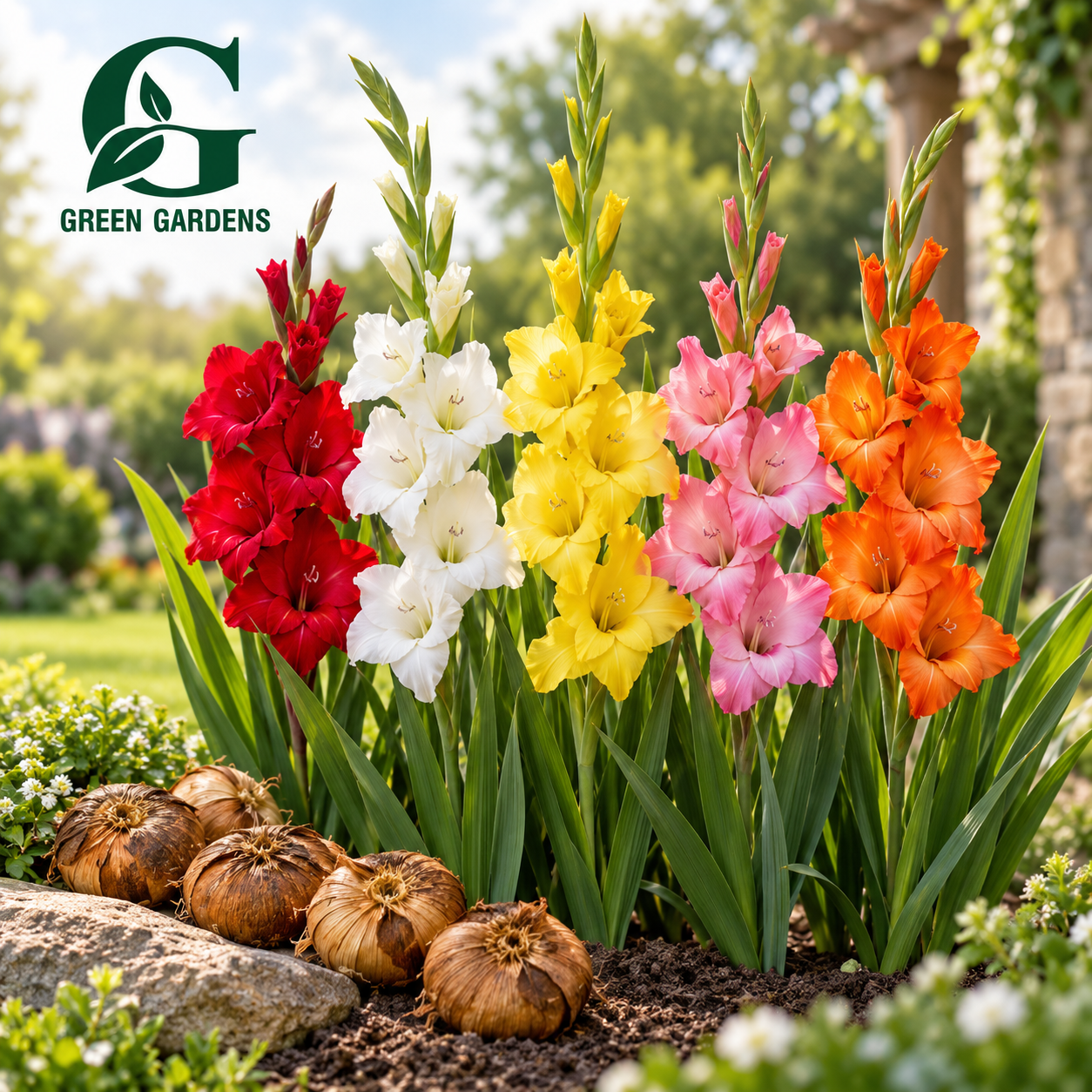 Gladiolus Mix Colour Flowering Bulbs – Pack of 10 Bulbs (Random Colours)