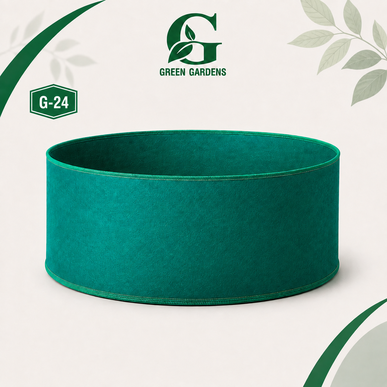 Green G-24 round felt fabric raised-bed grow bag, 24-inch diameter and 12-inch depth