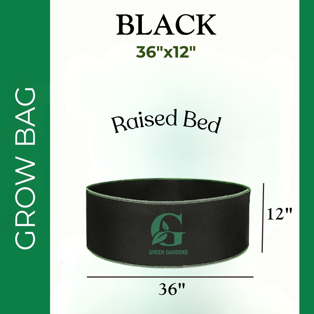 Grow Bag – 36″ x 12″ (Premium Raised Bed) BLACK