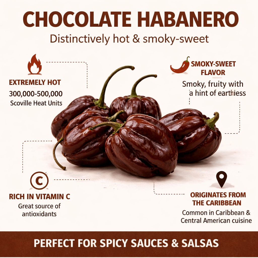 HABANERO PEPPER Seeds - Chocolate (WINTER/SUMMER)