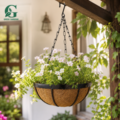 Hanging Basket Iron with Coco & Jute Liner – 8 Inch