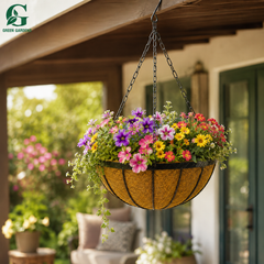 Hanging Basket Iron with Coco & Jute Liner – 14 Inch