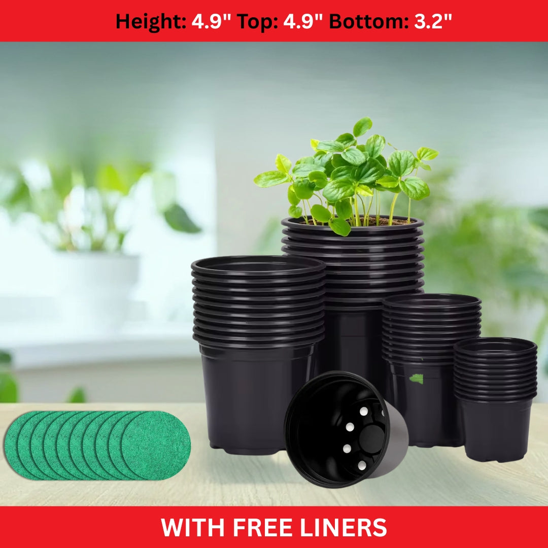Flexible Nursery Pots 4.9″ x 4.9″ – BLACK (PACK OF 10) With Free Liners