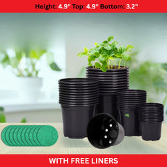 Flexible Nursery Pots 4.9″ x 4.9″ – BLACK (PACK OF 10) With Free Liners
