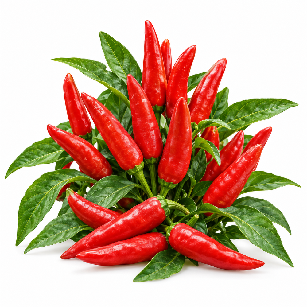 Upright Hot Pepper F1 Hybrid plant with spicy upward-facing chilli fruits – winter and summer vegetable seeds for kitchen gardens and grow bags in Pakistan