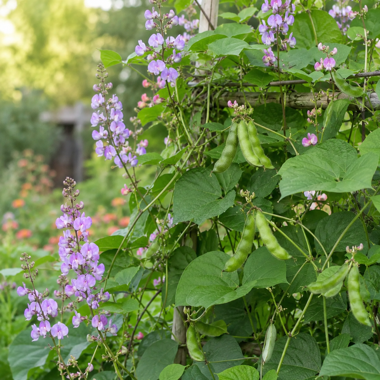 Hyacinth Beans (Lablab) Seeds – Fast-Growing Climbing Vine with Purple Flowers