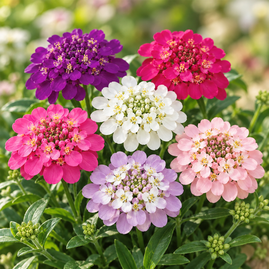 Iberis umbellata Fairy Mix Candytuft with colourful pink purple white and crimson flower clusters – winter seeds for pots beds borders and grow bags in Pakistan