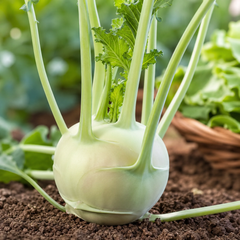 Fresh green Kohlrabi Ganth Gobi with crisp swollen stems and healthy leaves – vegetable seeds for home gardening in Pakistan