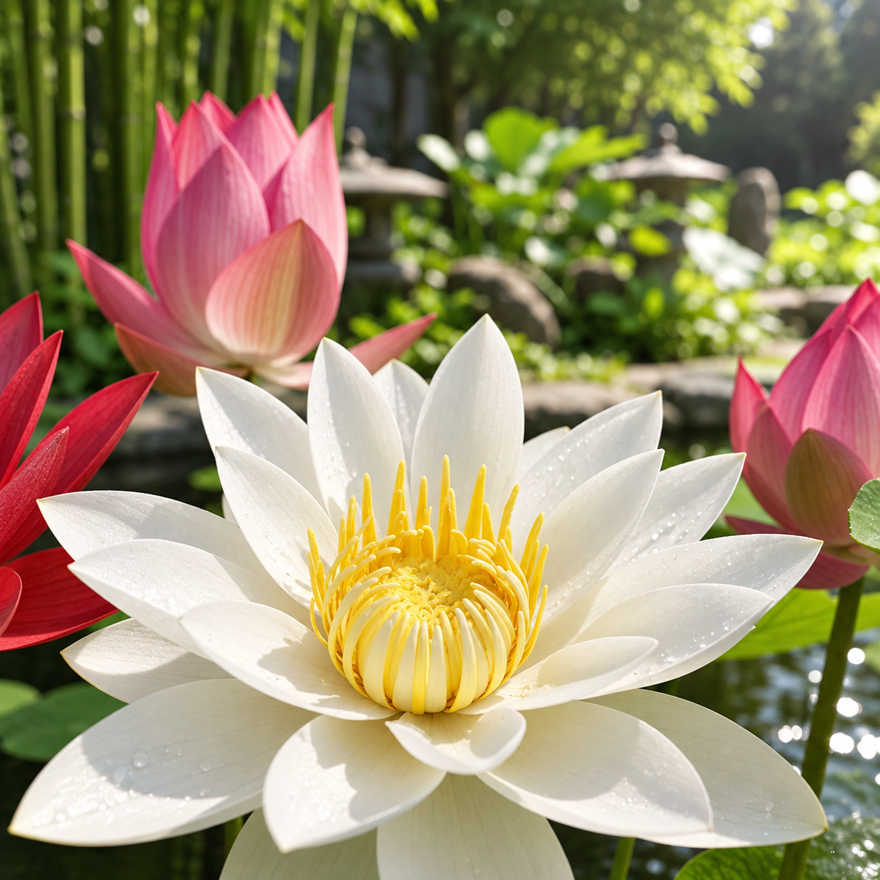 Lotus Nelumbo nucifera red white and pink flowers with round aquatic leaves – pack of 12 Lotus seeds for ponds and water gardens in Pakistan