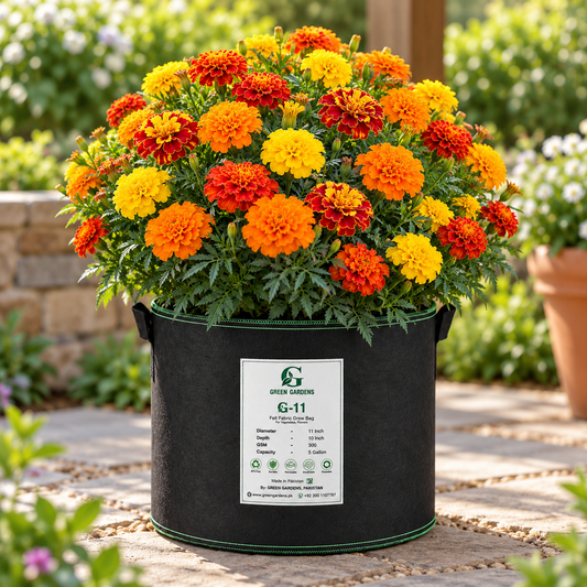 French Marigold Jaffery Mix with colourful yellow, gold and orange blooms – compact Tagetes patula flower seeds for pots, beds and home gardens in Pakistan