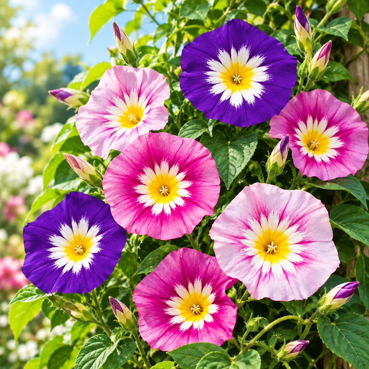 Convolvulus tricolor Dwarf Morning Glory with colourful funnel-shaped flowers – compact summer flower seeds for beds borders pots and grow bags in Pakistan