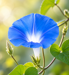 Morning Glory Heavenly Blue vine with large sky-blue trumpet-shaped flowers and pale contrasting centre – summer climbing flower seeds for trellises balconies pots and grow bags in Pakistan