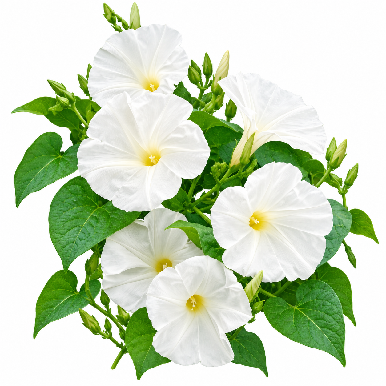 Morning Glory Pearly Gates vine with large pure-white trumpet-shaped flowers – summer climbing flower seeds for trellises balconies pots and grow bags in Pakistan