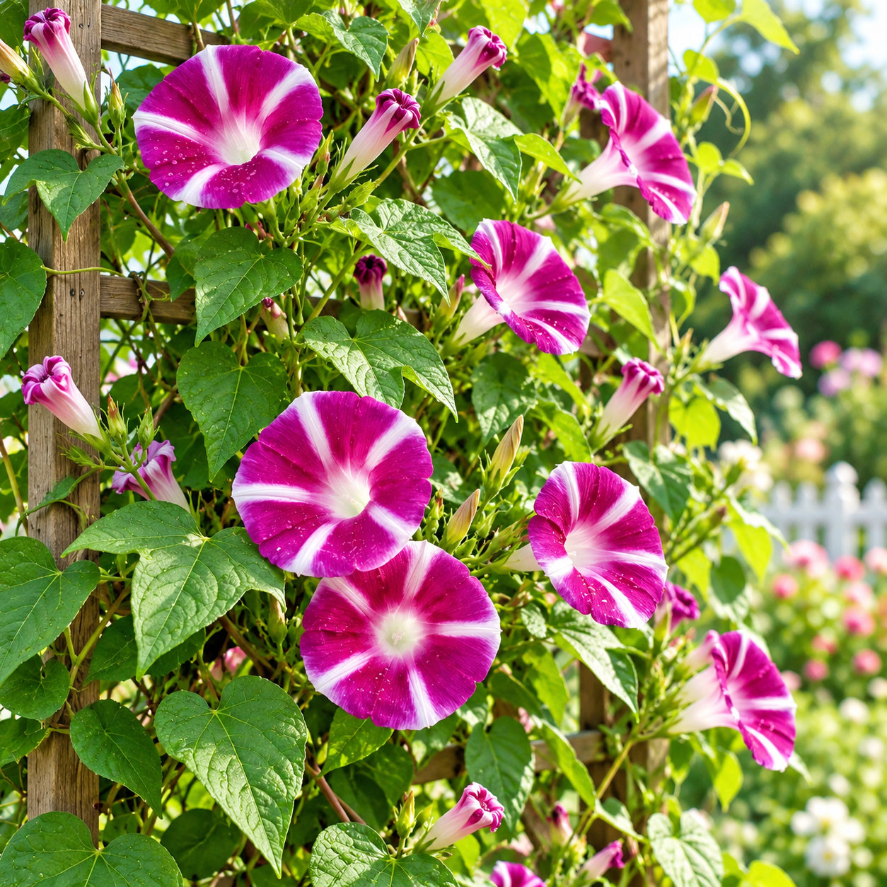 Morning Glory Rosita vine with rosy-pink to magenta trumpet-shaped flowers – summer climbing flower seeds for trellises balconies pots and grow bags in Pakistan
