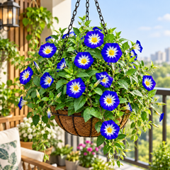 Convolvulus tricolor Royal Ensign Blue Dwarf Morning Glory with vivid royal-blue funnel-shaped flowers and contrasting centre – summer flower seeds for beds borders pots and grow bags in Pakistan
