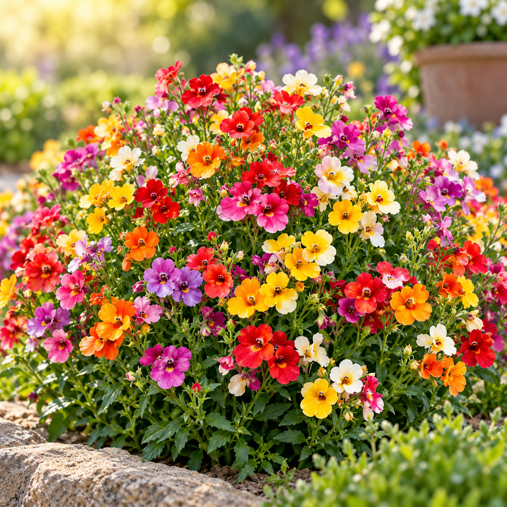 Nemesia strumosa Carnival Mix with colourful pink red yellow white purple and bicoloured flowers – winter seeds for pots beds borders grow bags and hanging baskets in Pakistan