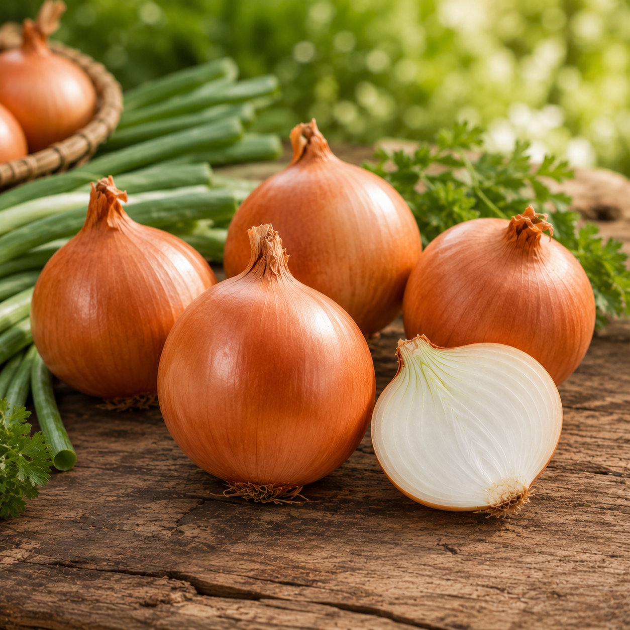 Nasarpuri red onions with healthy green tops and mature reddish-purple bulbs – traditional onion seeds for home gardening in Pakistan