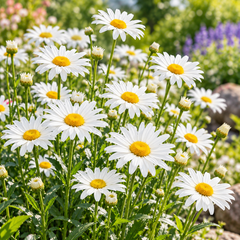 Ox Eye Daisy Leucanthemum vulgare with classic white petals and golden yellow centres – winter perennial flower seeds for beds borders pots and grow bags in Pakistan