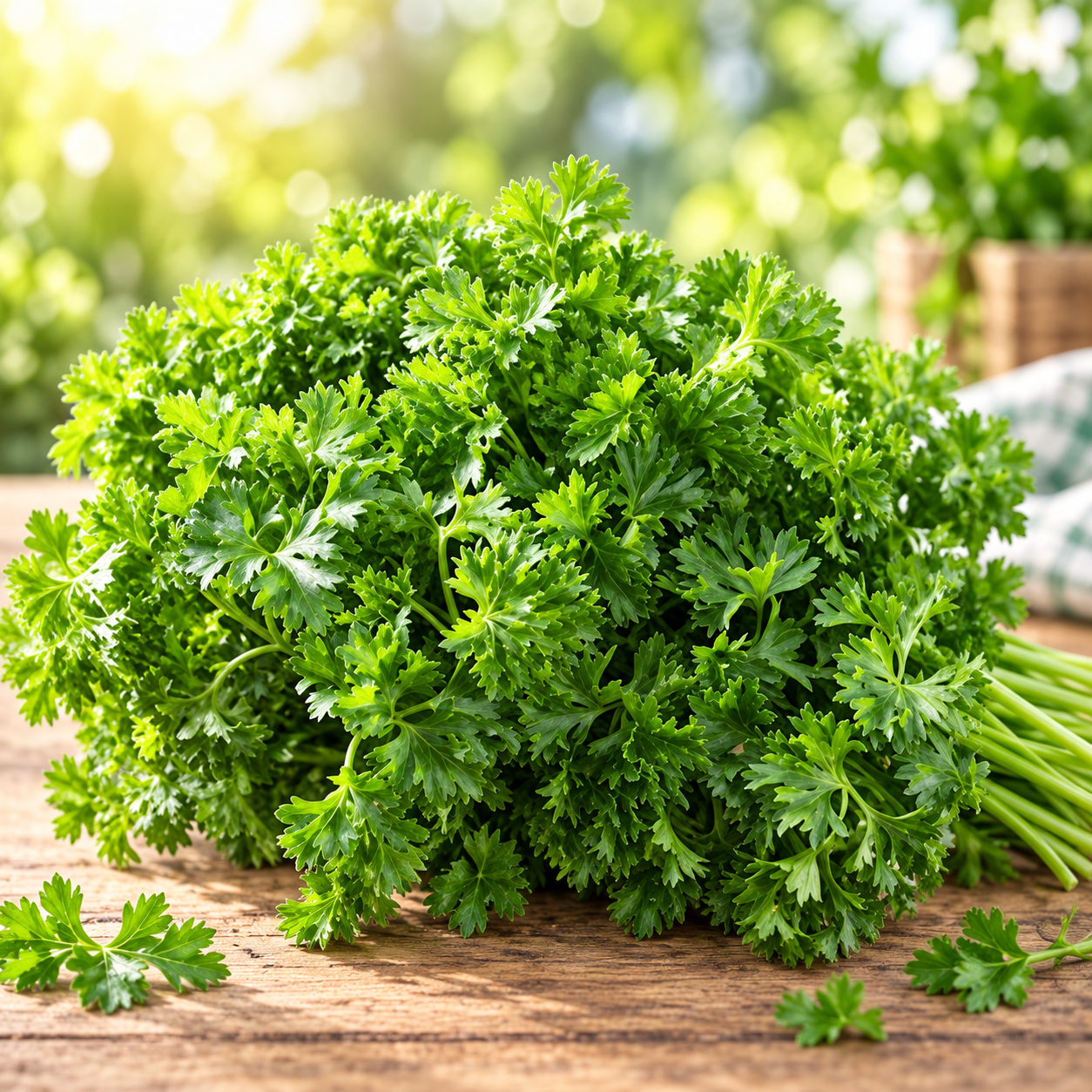 Fresh Curly Leaf Parsley plant with dense bright-green curled foliage – Petroselinum crispum seeds for winter and home gardening in Pakistan