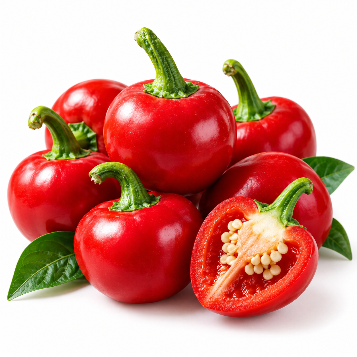 Healthy Pimento Pepper plant with thick rounded bright red sweet peppers – heirloom Capsicum annuum seeds for home gardening in Pakistan