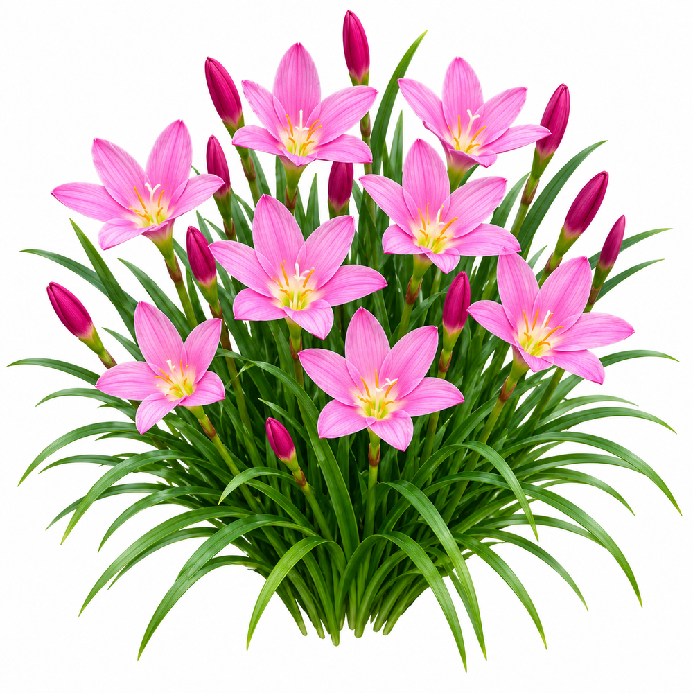Pink Rain Lily Zephyranthes carinata with bright pink flowers – pack of 10 XL size perennial bulbs for pots grow bags and gardens in Pakistan