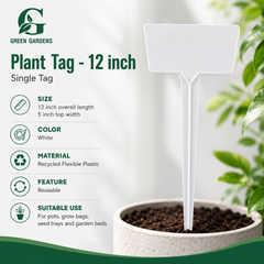 Plant Tag -  12" (Reusable) | White | Single Tag