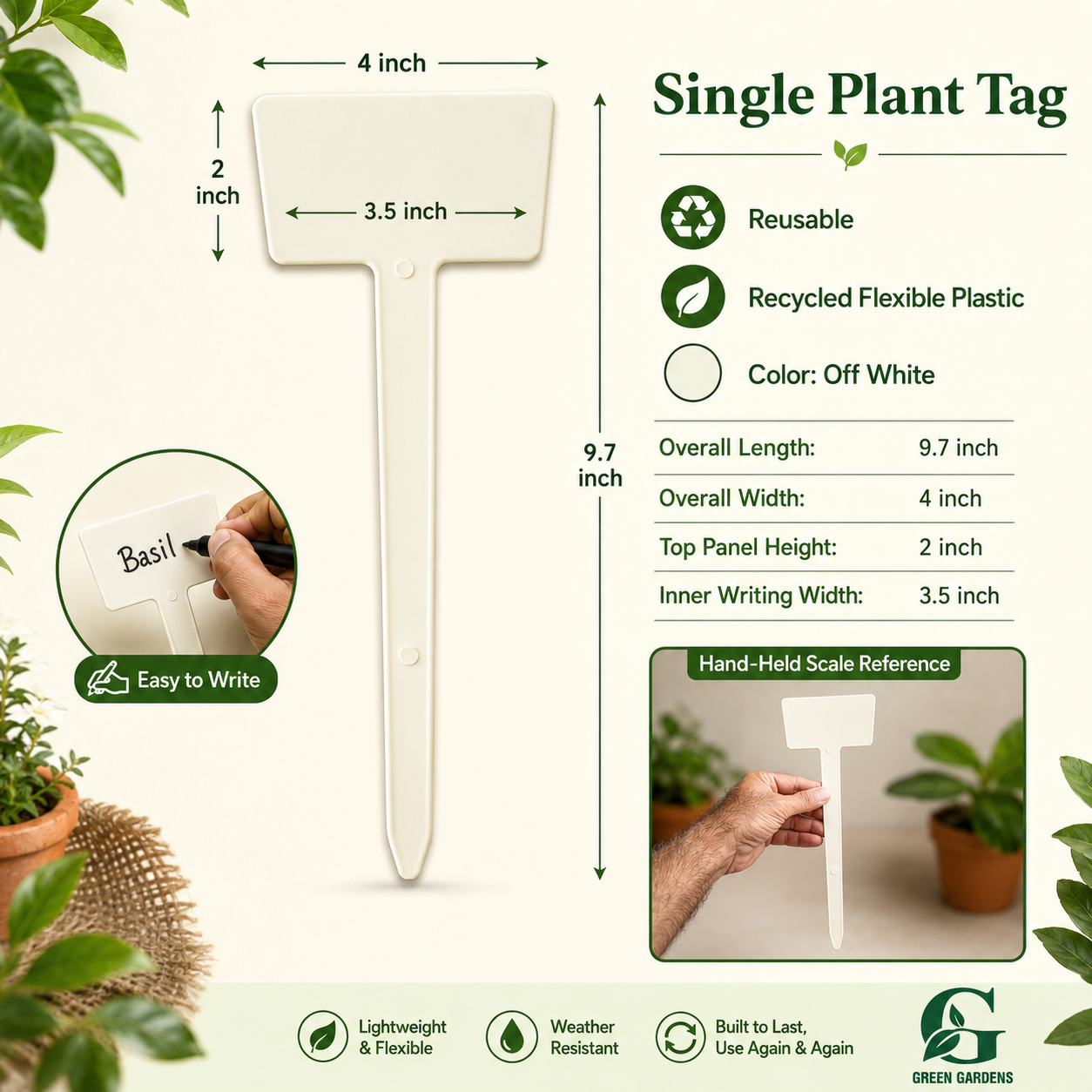 Plant Tag – 9.7 Inch | Reusable | Single Tag