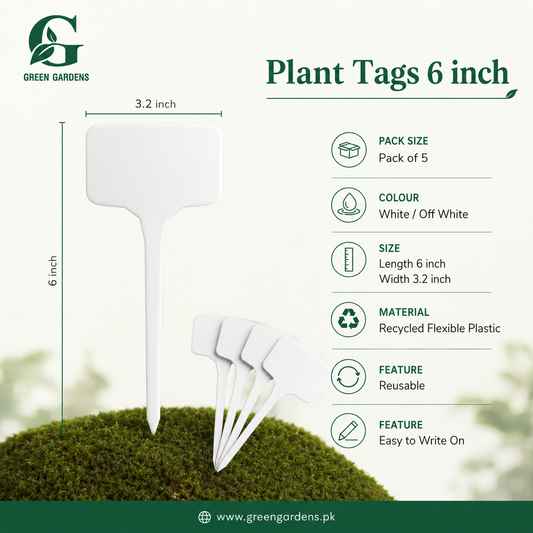 Plant Tags – 6 × 3.2 Inch | Reusable | Pack of 5