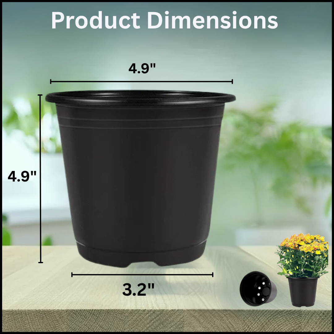 Flexible Nursery Pots 4.9″ x 4.9″ – BLACK (PACK OF 10) With Free Liners