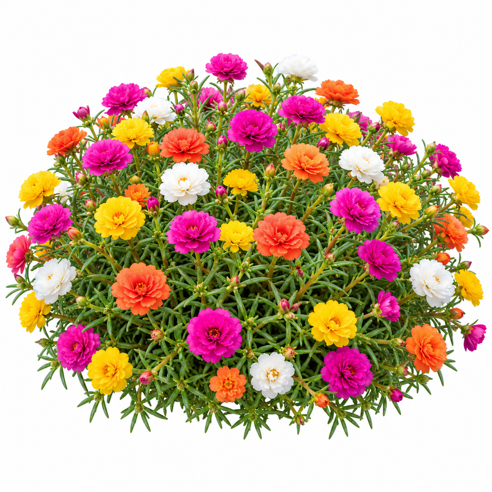 Portulaca Double Mix Moss Rose with colourful double and semi-double summer flowers – heat-tolerant flower seeds for beds pots hanging baskets and grow bags in Pakistan