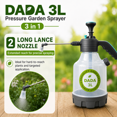 DADA 3L Pressure Garden Sprayer (3 in 1 ) with Regular and Long Lance Nozzle and Fixed Measurement Bottle.