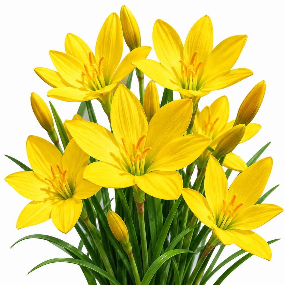 Yellow Rain Lily Zephyranthes Sulphurea with bright yellow flowers – pack of 10 large perennial bulbs for pots grow bags and gardens in Pakistan