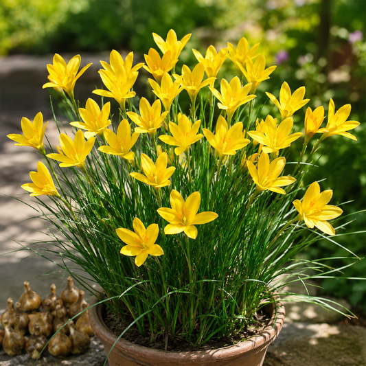Rain Lily Yellow Bulbs – Zephyranthes citrina | Pack of 10 Local Bulbs ( Large Size)