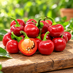 Healthy Red Ball Chilli plant with distinctive round green and bright-red fruits – round hot chilli seeds for home gardening in Pakistan