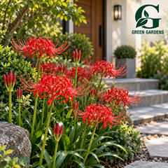 Red Spider Lily (Lycoris radiata) with bright crimson red spider-like flowers and long curved stamens – GREEN GARDENS