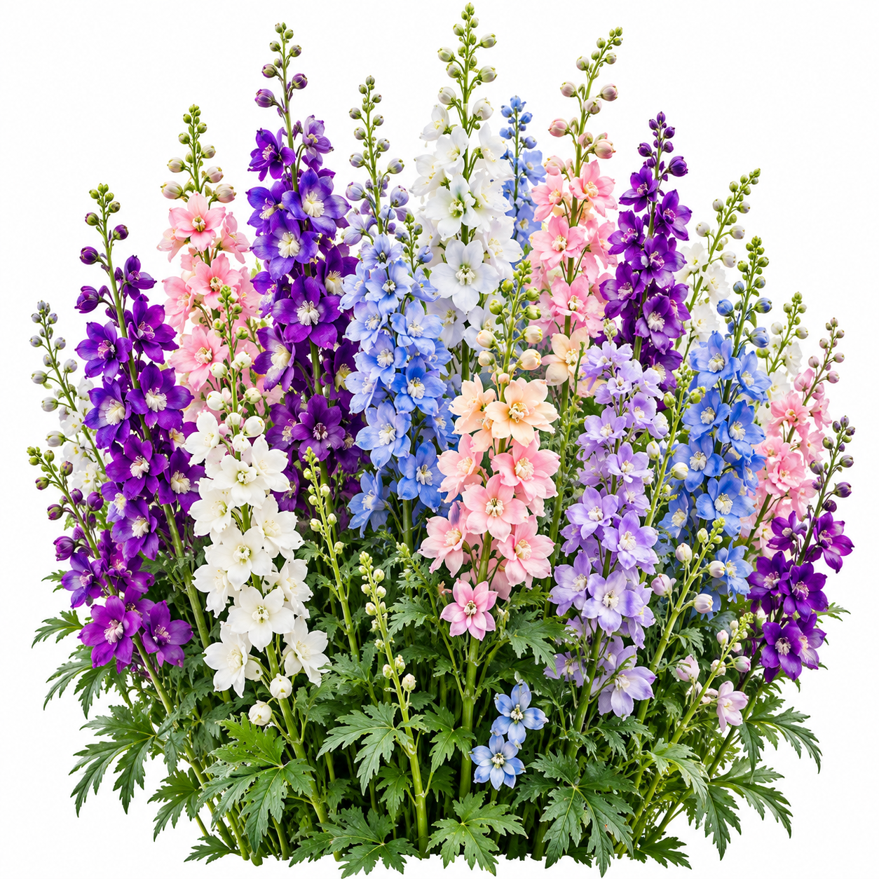 Rocket Larkspur Consolida ajacis Mix with tall blue purple pink and white flower spikes – winter seeds for beds borders grow bags and cut flowers in Pakistan
