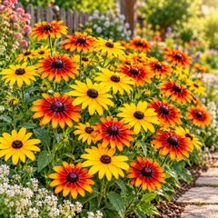 Rudbeckia Mix Coneflowers with colourful warm-toned flowers and dark centres – summer flower seeds for beds pots and grow bags in Pakistan