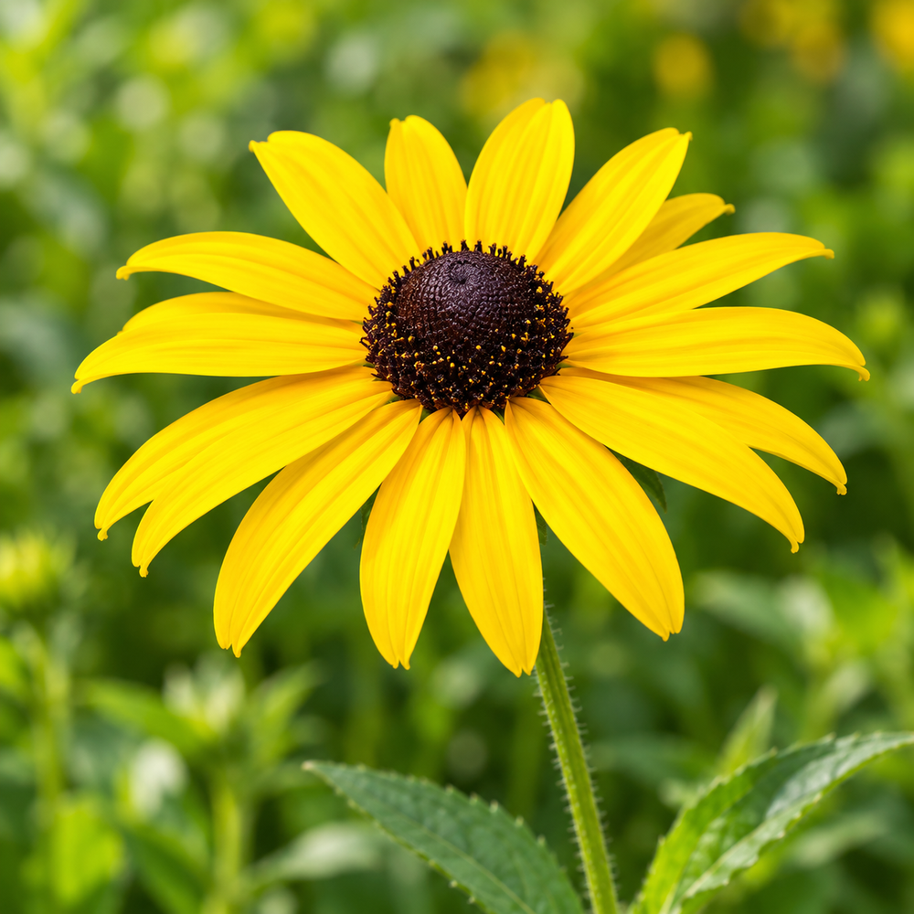 Rudbeckia Black-eyed Susan Coneflowers with bright yellow petals and dark centres – summer flower seeds for beds pots and grow bags in Pakistan