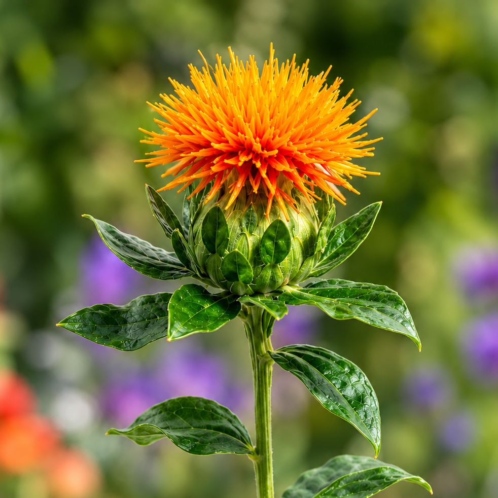 Safflower Carthamus tinctorius False Saffron with yellow and orange flowers – 100 g summer seeds for sunny gardens and growing in Pakistan