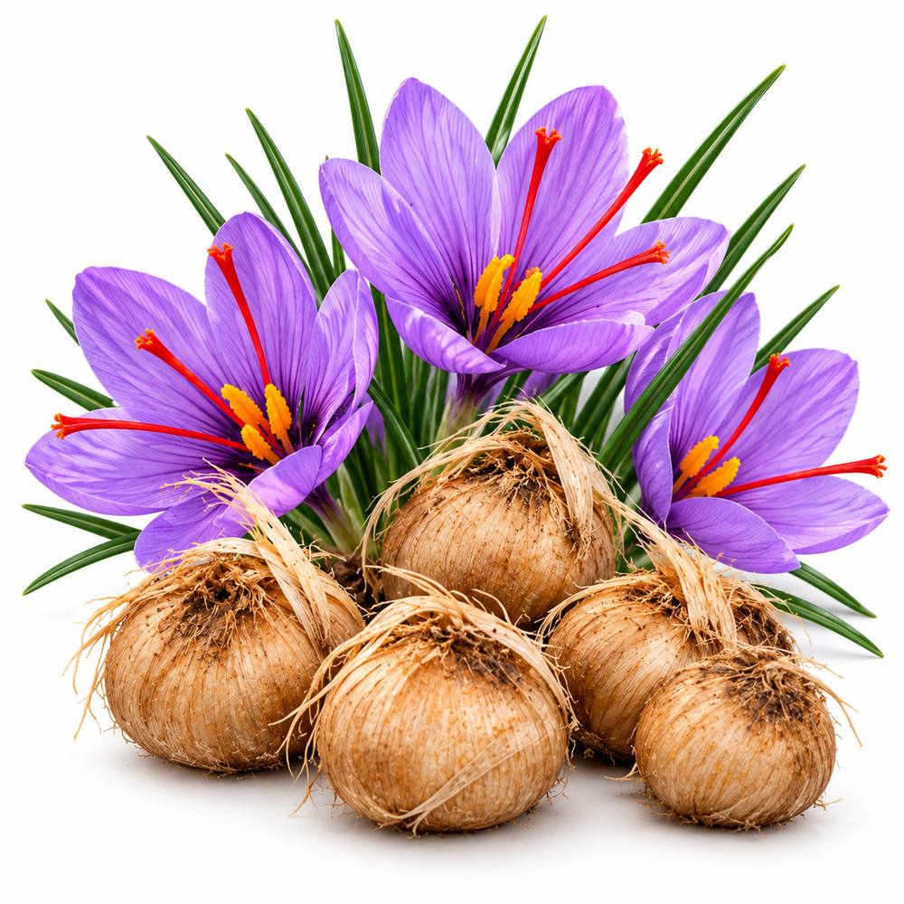 Autumn-flowering saffron Crocus sativus for home container gardening