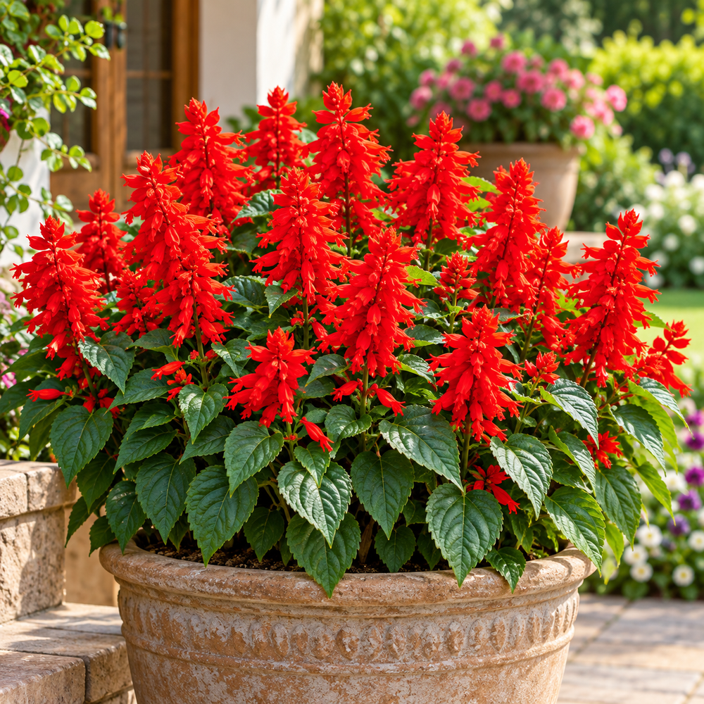 Salvia Red Salvia coccinea with bright scarlet-red tubular flower spikes – perennial winter seeds for beds borders pots and grow bags in Pakistan