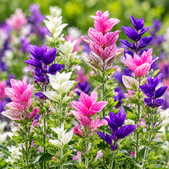 Salvia Tricolor Mix Salvia viridis Painted Sage with pink purple and white colourful bracts – winter flower seeds for beds borders pots grow bags and cut flowers in Pakistan