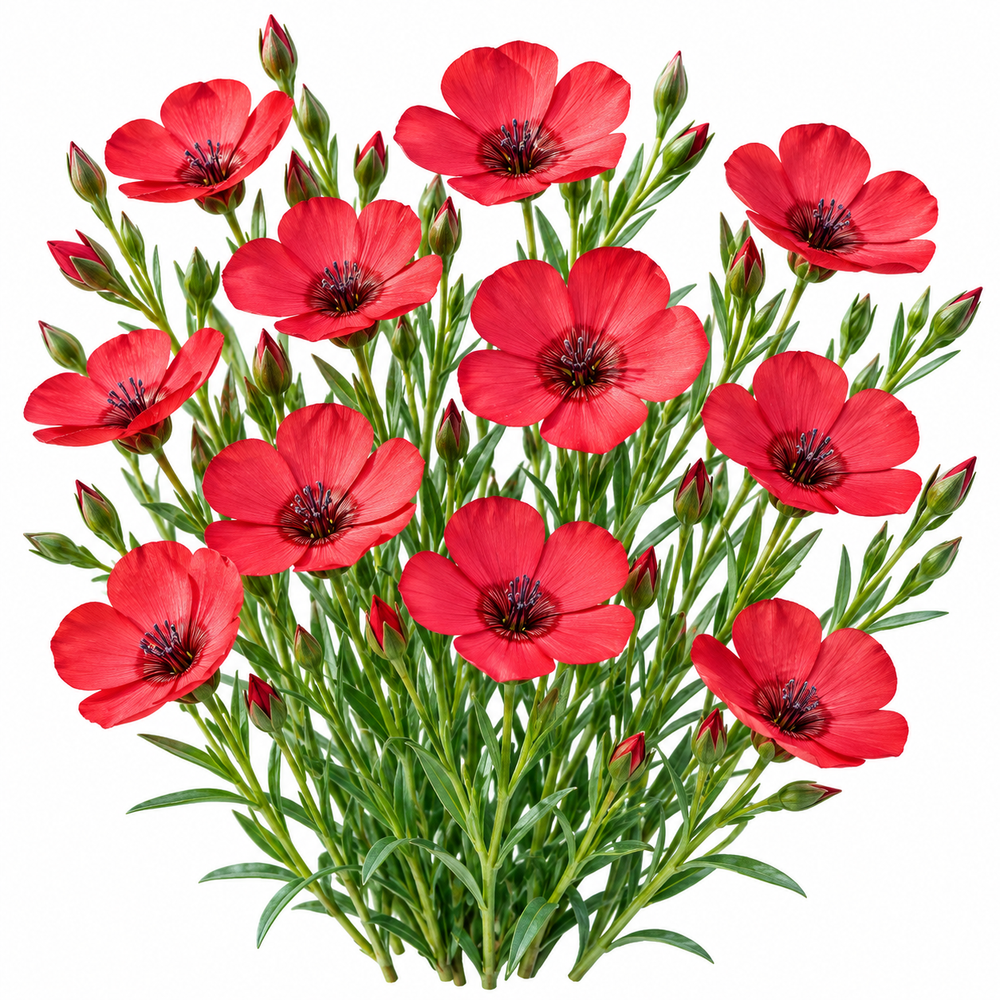 Scarlet Flax Linum grandiflorum with bright red summer flowers – flower seeds for sunny beds borders pots and grow bags in Pakistan