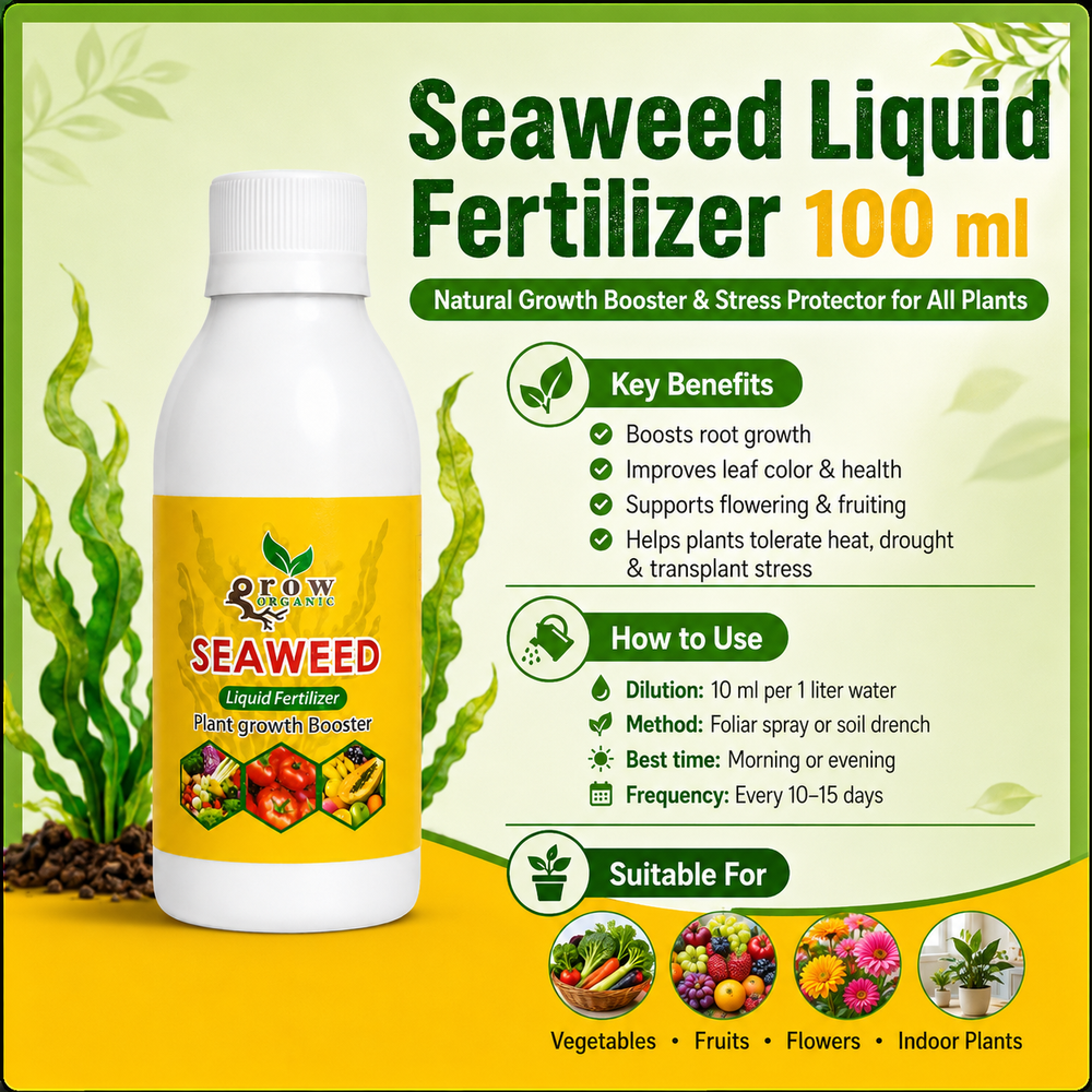 Seaweed Liquid Fertilizer 100 ml natural plant growth booster for vegetables flowers and indoor plants