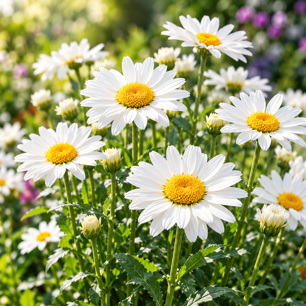 Shasta Daisy Mayfield Giant Leucanthemum x superbum with large pure white flowers and golden yellow centres – winter perennial seeds for beds borders grow bags and cut flowers in Pakistan
