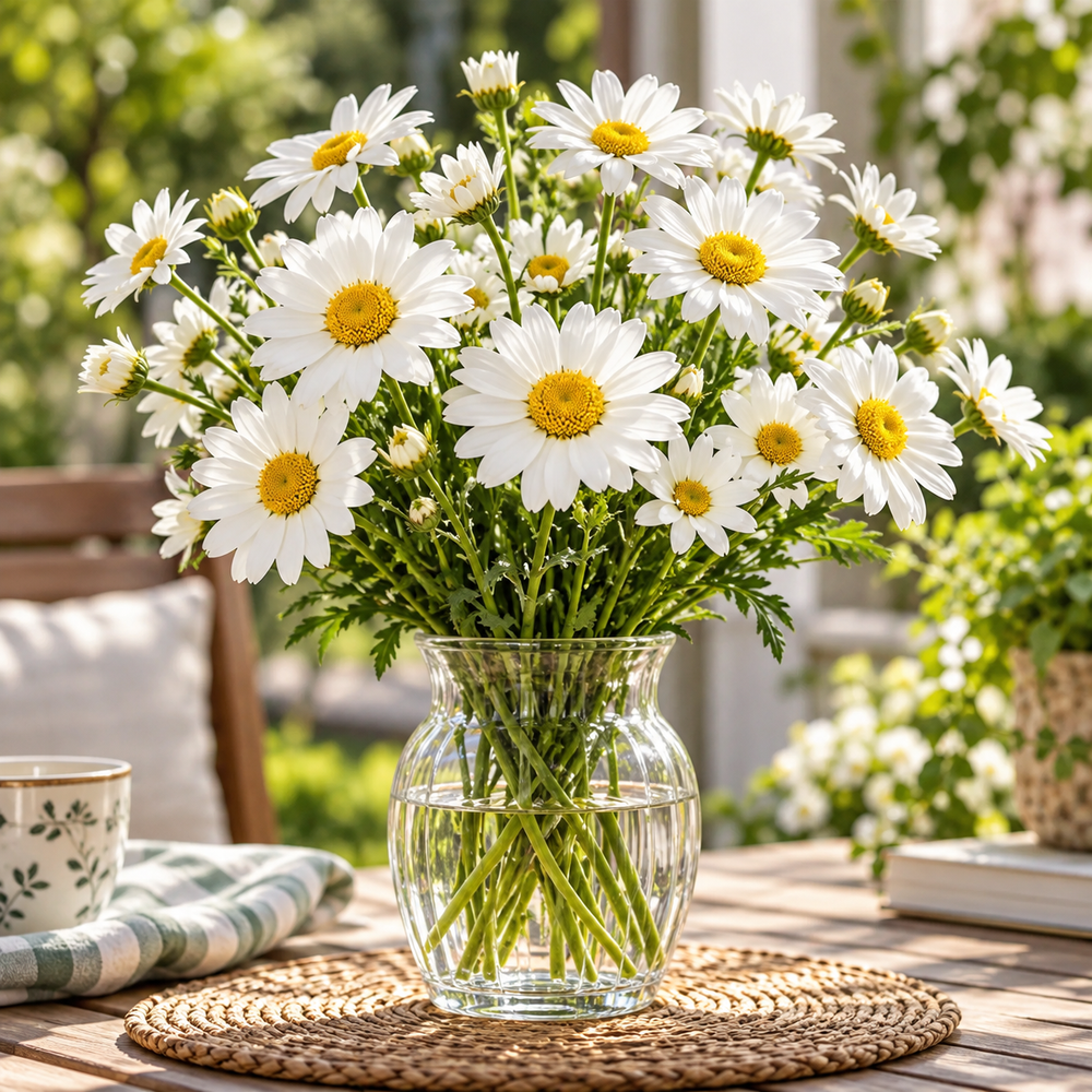 Shasta Daisy Mayfield Giant Leucanthemum x superbum with large pure white flowers and golden yellow centres – winter perennial seeds for beds borders grow bags and cut flowers in Pakistan