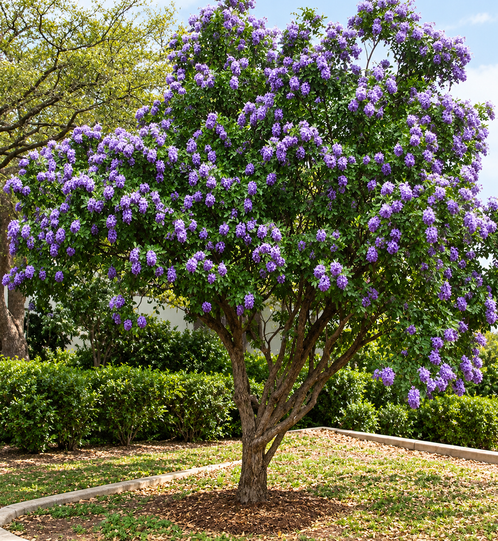 Texas Mountain Laurel Sophora secundiflora evergreen shrub with fragrant purple flower clusters and glossy foliage – ornamental perennial tree seeds in Pakistan