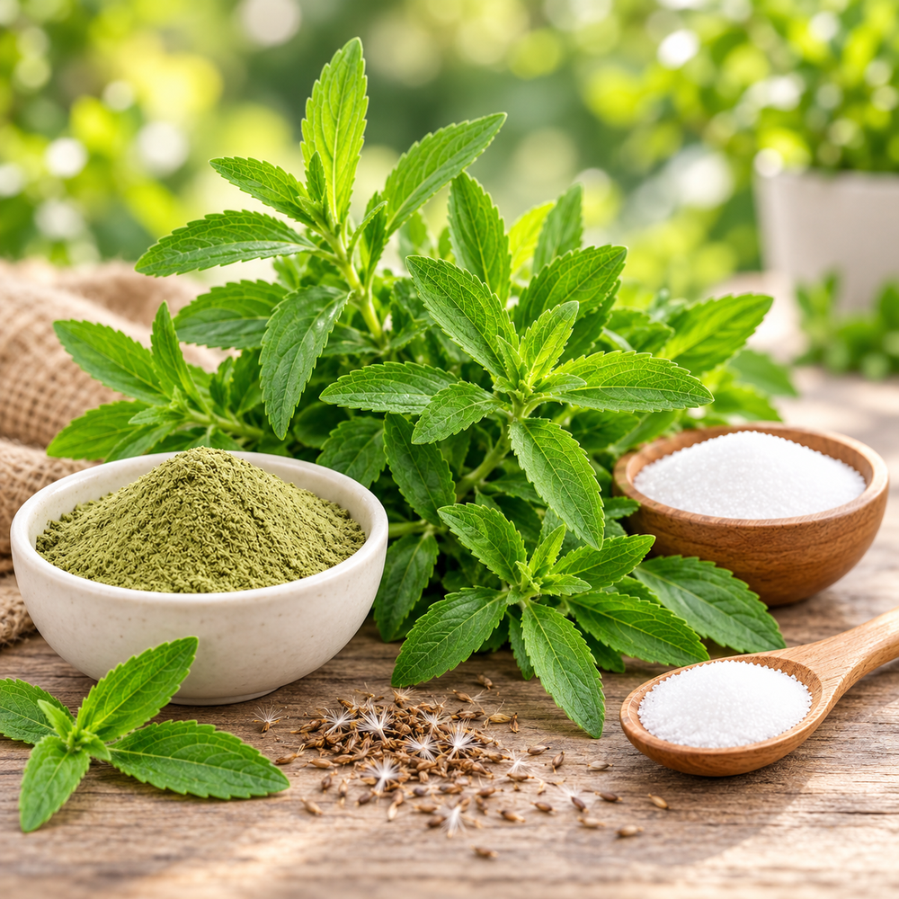 Healthy Stevia rebaudiana plant with fresh green sweet leaves – Stevia Sweet Leaf seeds for home herb gardening in Pakistan